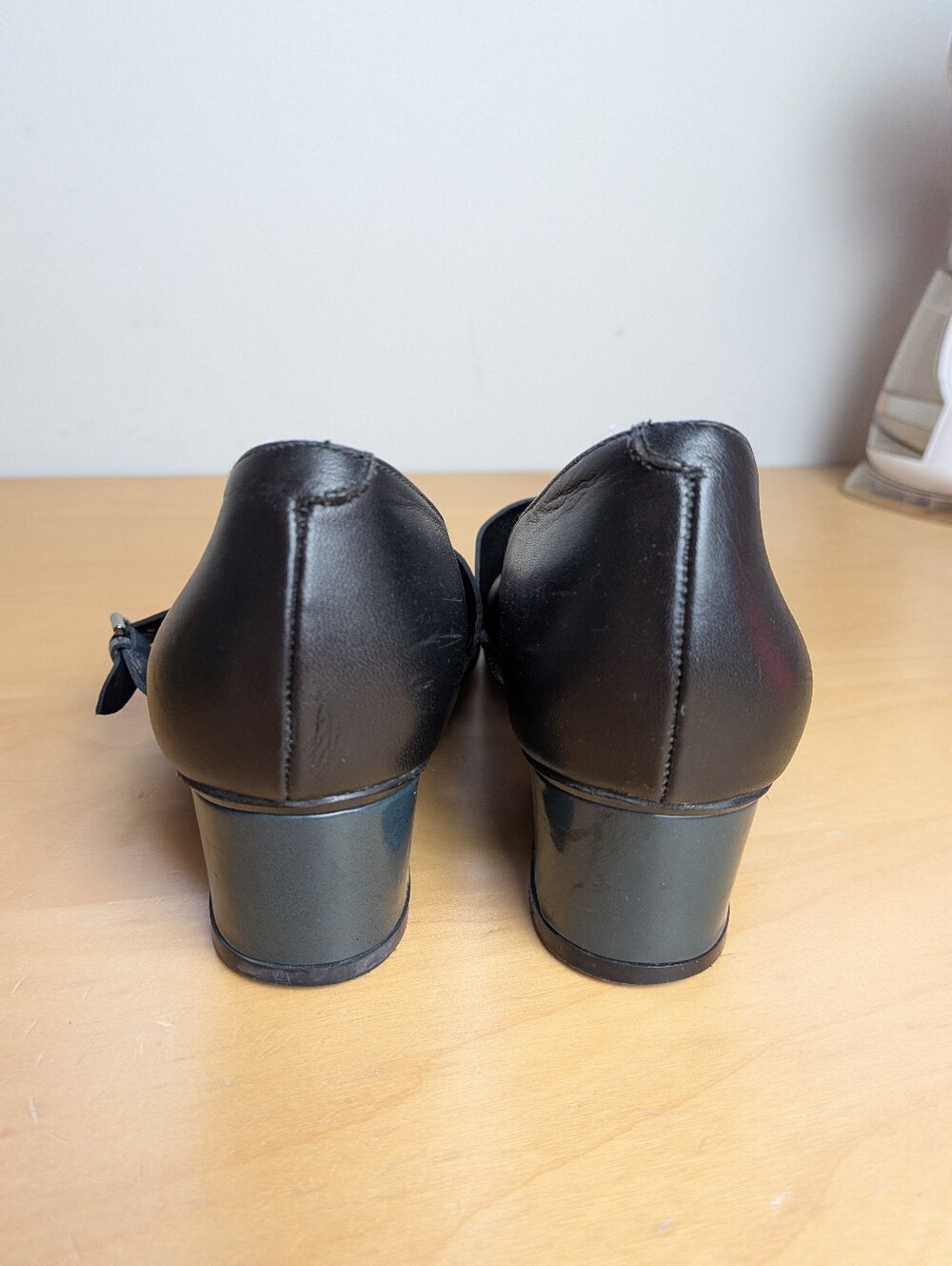 AUDLEY LONDON Heel Women Shoes Black Leather Blue Strap Size 37 = 7 US - Picture 5 of 12